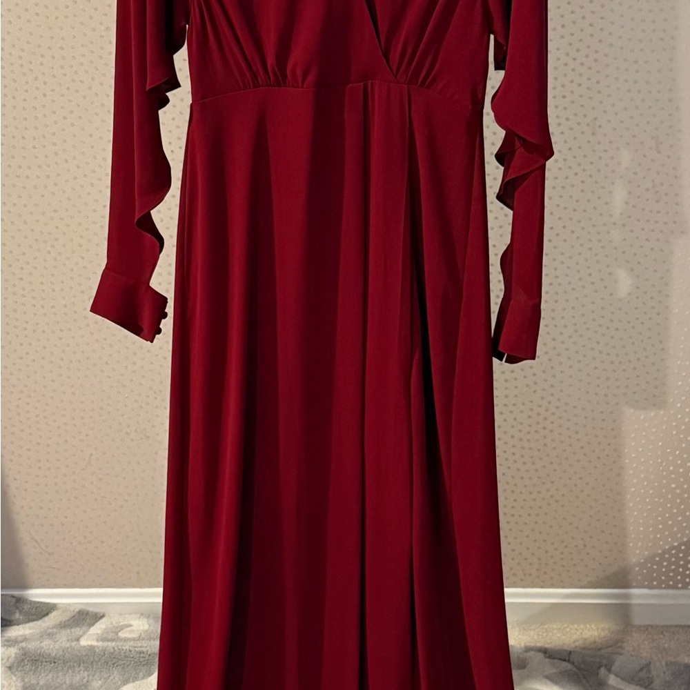 BCBGMaxAzria Burgundy Long Sleeve Maxi Dress